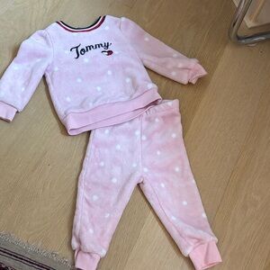 Tommy Hilfiger Pink Polka Dot Fleece Kids Pajama Set
